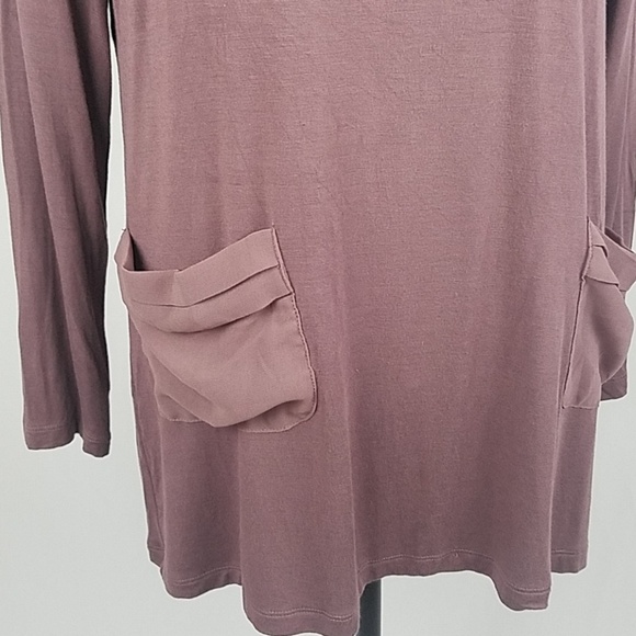 LOGO by Lori Goldstein L knit top w/chiffon back - Picture 2 of 7